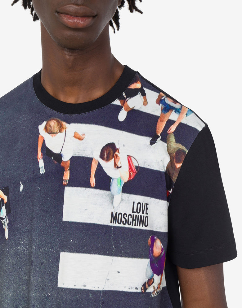 Camiseta de jersey de algodón estampada Negro Love Moschino 4