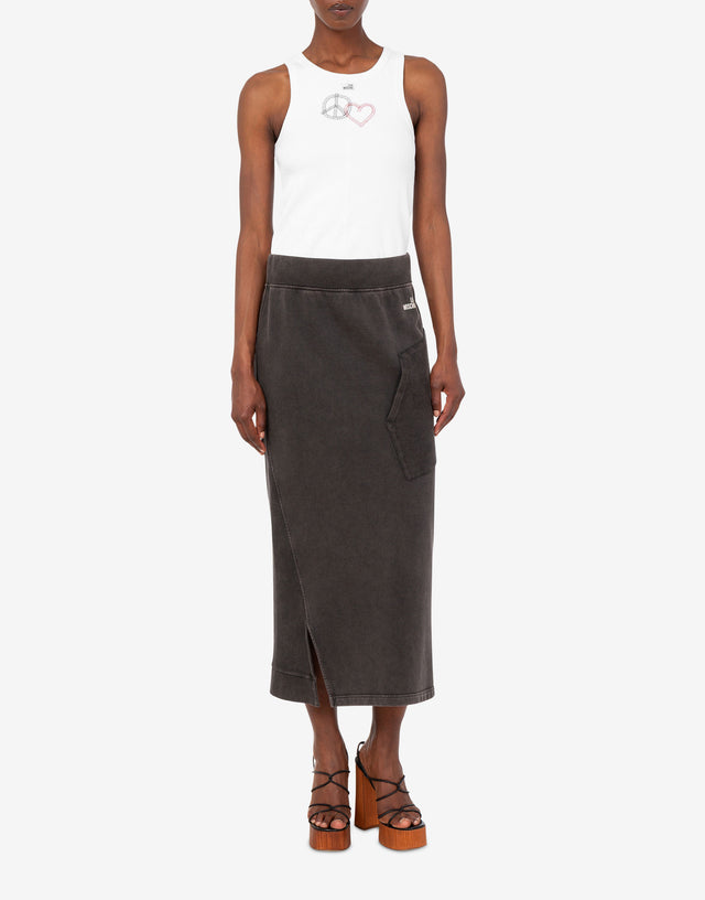 Top in cotone stretch ricamato Bianco Love Moschino 1
