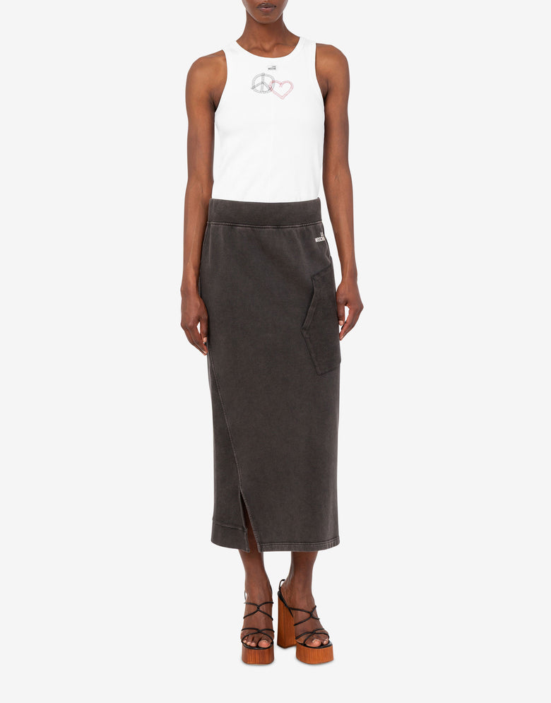 Haut en coton stretch brodé Blanc Love Moschino 1