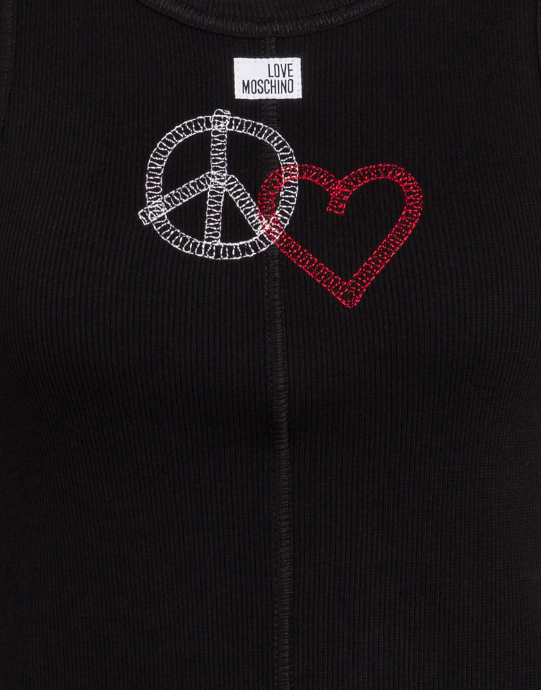 Top in cotone stretch ricamato Nero Love Moschino 2
