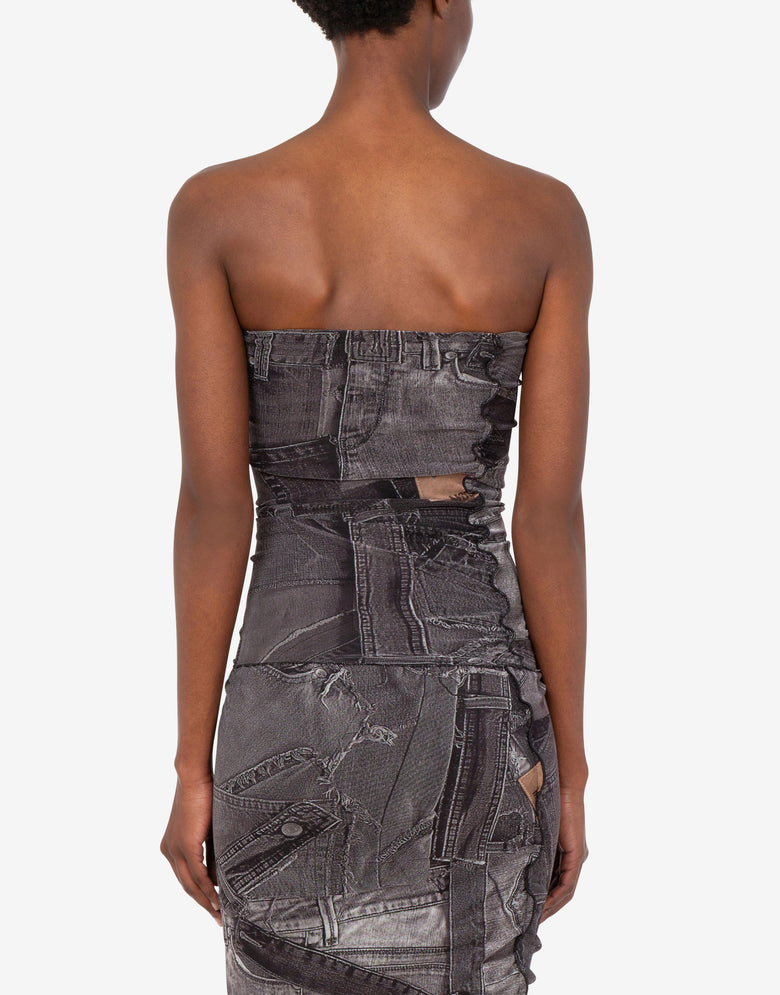 Printed mesh top Black Love Moschino 3