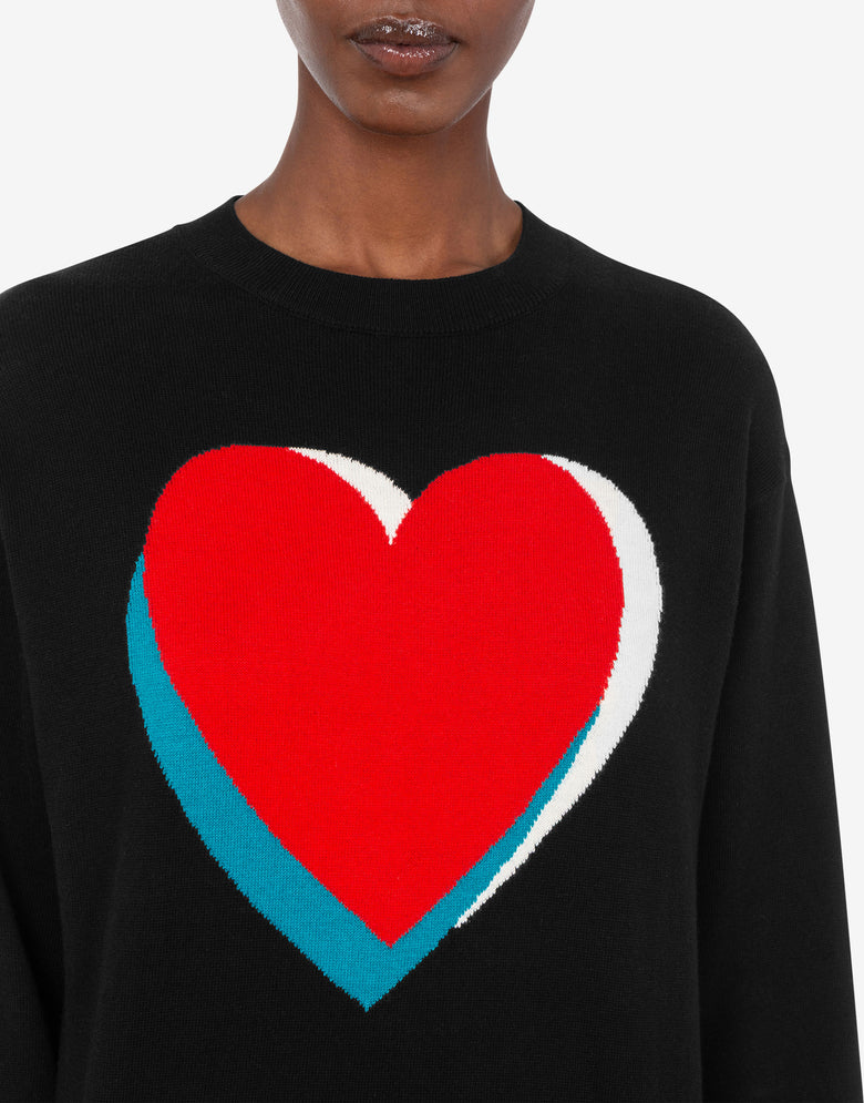 Pull en coton et cachemire à motifs incrustés Noir Love Moschino 4