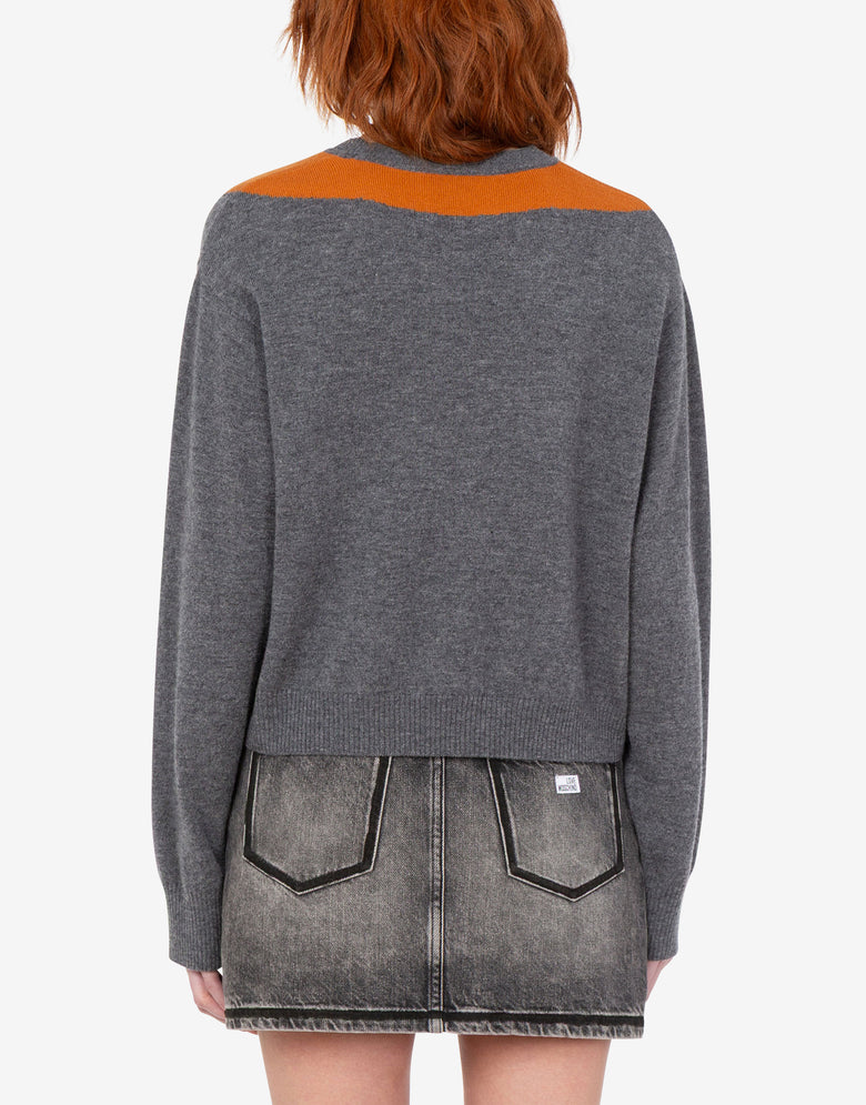 Pullover aus Wolle mit Intarsien Grau Love Moschino 3