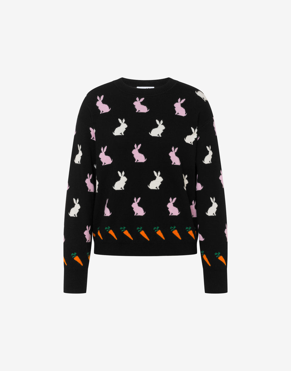 Pullover aus extrafeiner Wolle mit Intarsienmuster Schwarz Love Moschino 0