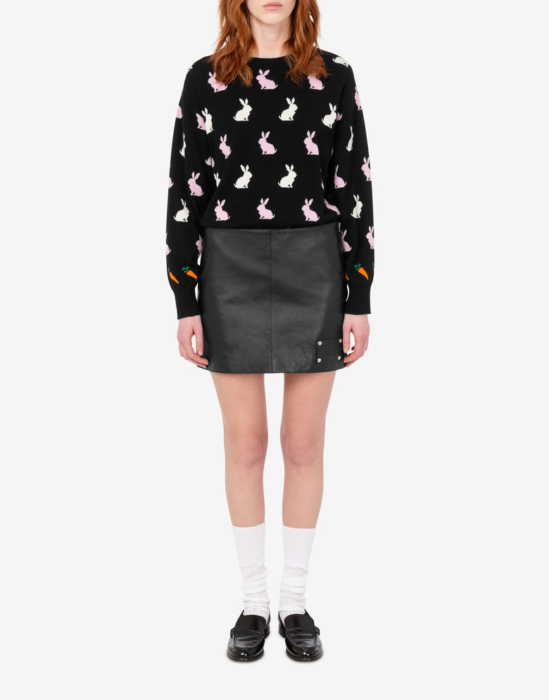 Pullover aus extrafeiner Wolle mit Intarsienmuster Schwarz Love Moschino 1