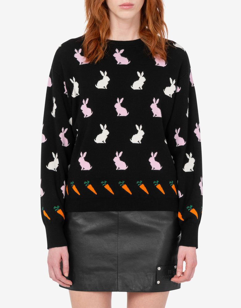 Pullover aus extrafeiner Wolle mit Intarsienmuster Schwarz Love Moschino 2
