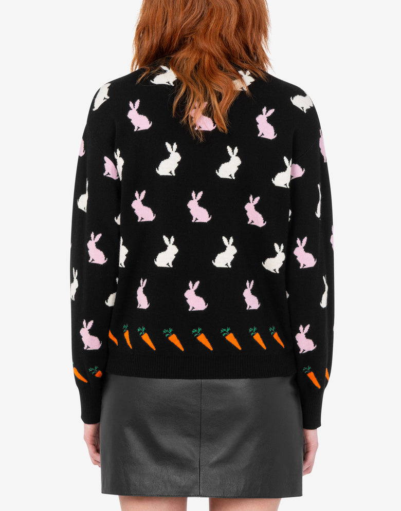 Pullover aus extrafeiner Wolle mit Intarsienmuster Schwarz Love Moschino 3
