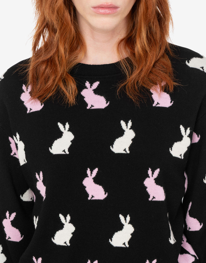 Pullover aus extrafeiner Wolle mit Intarsienmuster Schwarz Love Moschino 4