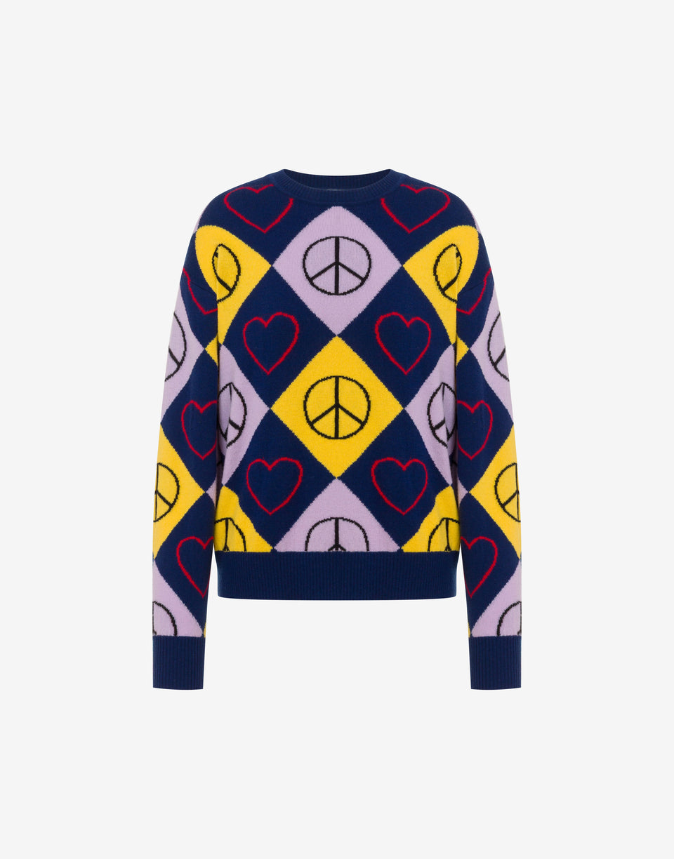 Pullover aus Wolle mit Intarsien Violett Love Moschino 0