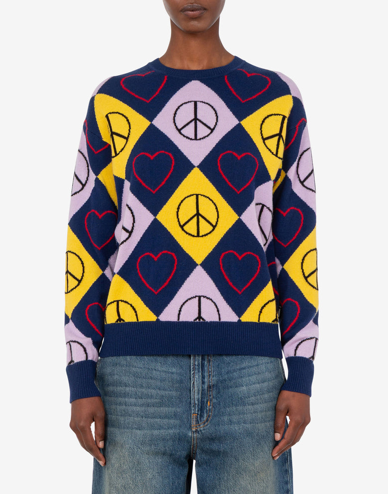 Pullover aus Wolle mit Intarsien Violett Love Moschino 2