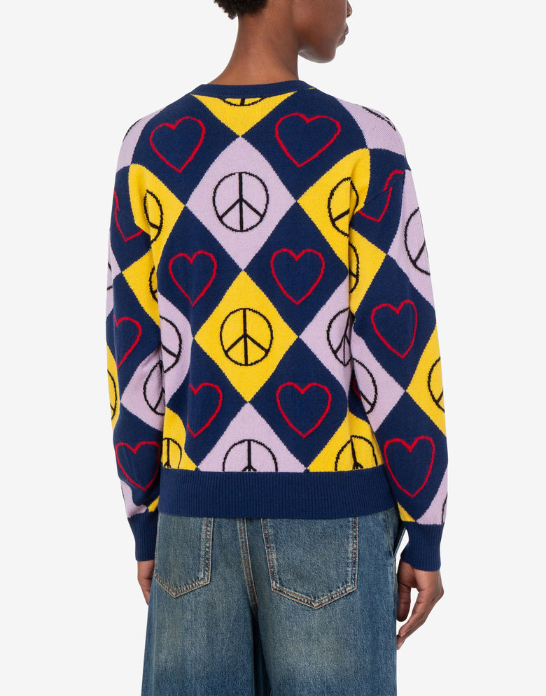 Pullover aus Wolle mit Intarsien Violett Love Moschino 3