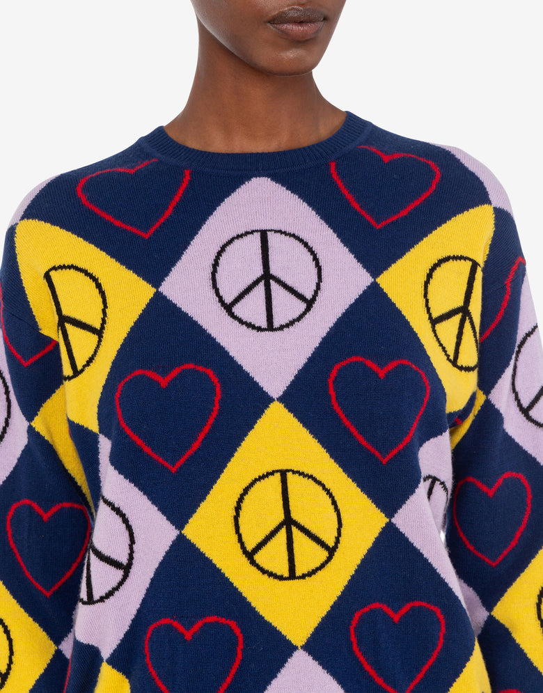 Pullover aus Wolle mit Intarsien Violett Love Moschino 4