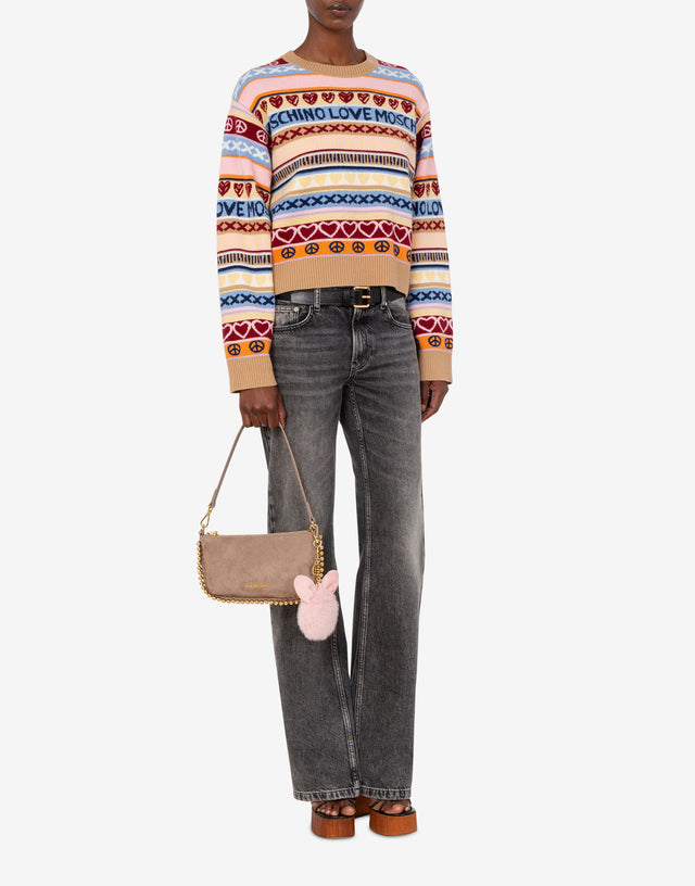Pullover in lana intarsiato Multicolor Love Moschino 1