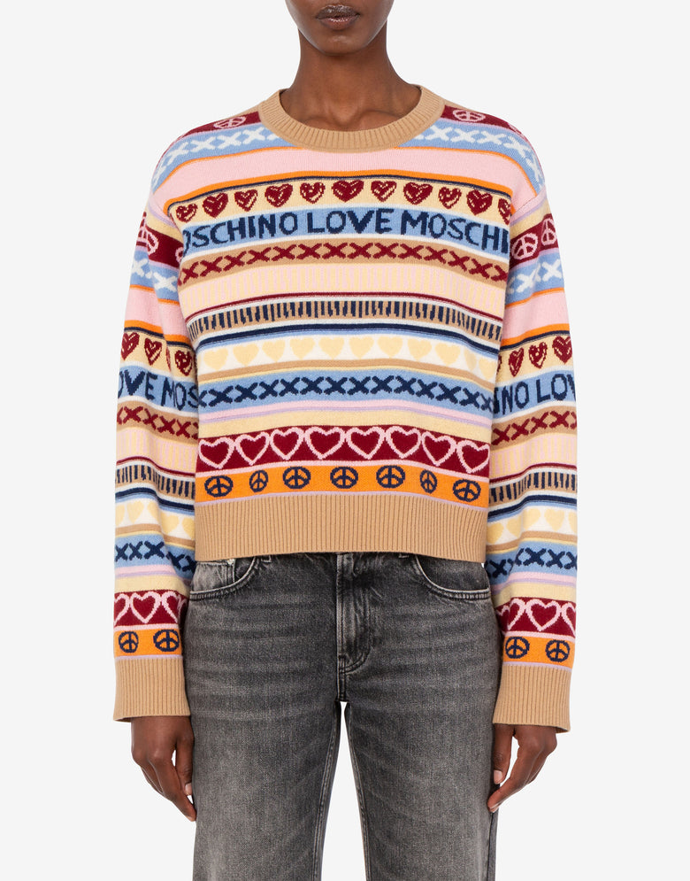 Pullover aus Wolle mit Intarsien Bunt Love Moschino 2