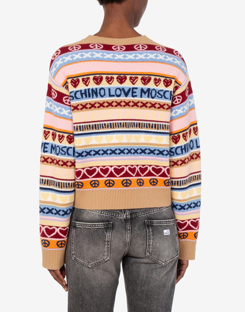 Pullover aus Wolle mit Intarsien Bunt Love Moschino 3