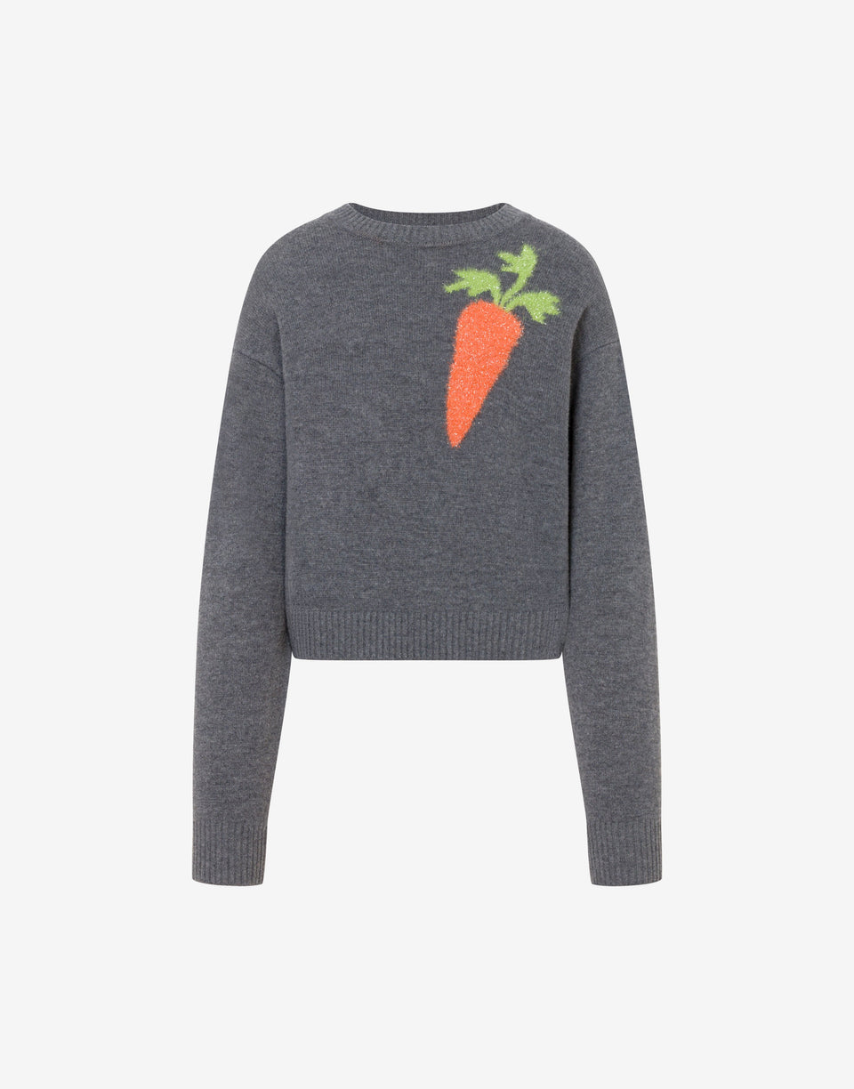 Pullover aus Wolle mit Intarsien Grau Love Moschino 0