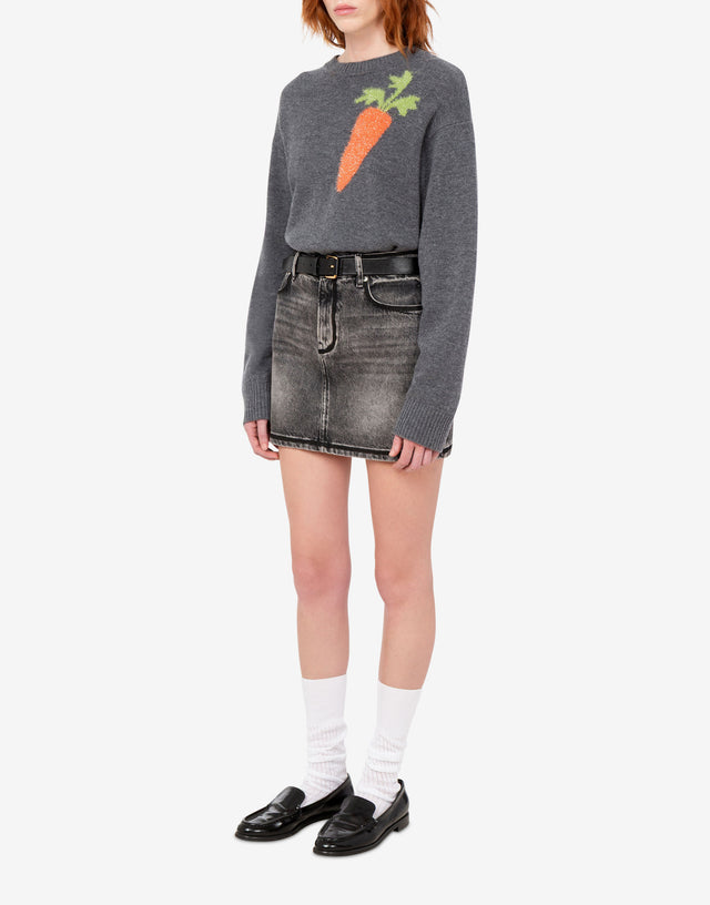 Pullover in lana intarsiato Grigio Love Moschino 1