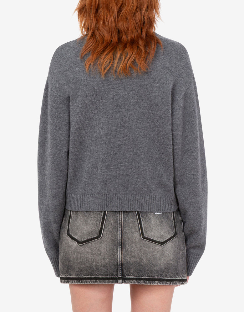Pullover aus Wolle mit Intarsien Grau Love Moschino 3