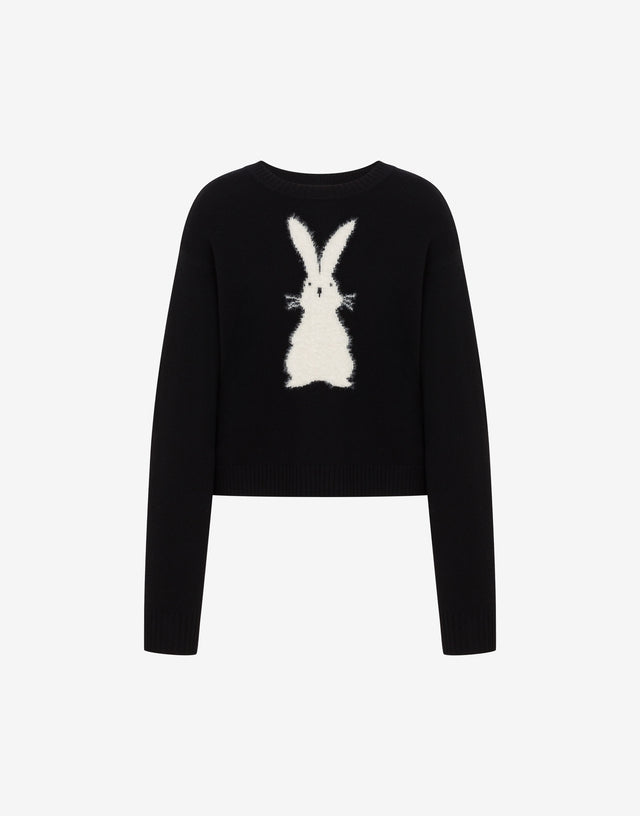 Jersey de lana con motivos bordados Negro Love Moschino 0