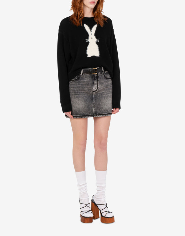 Jersey de lana con motivos bordados Negro Love Moschino 1