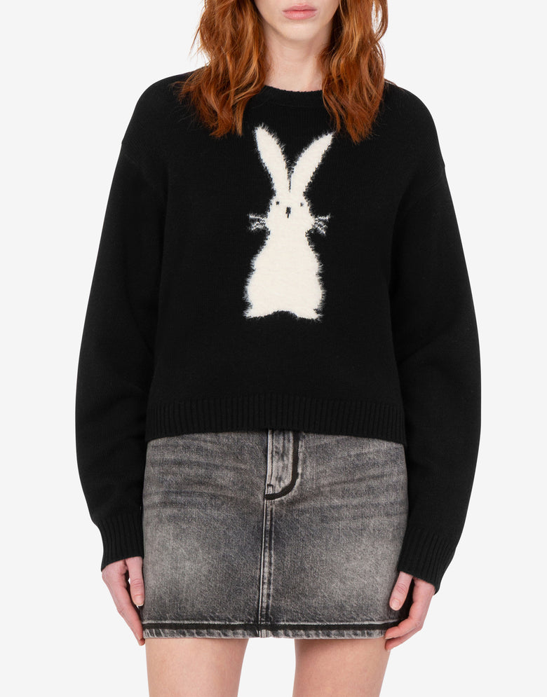 Pull en laine à motifs brodés Noir Love Moschino 2