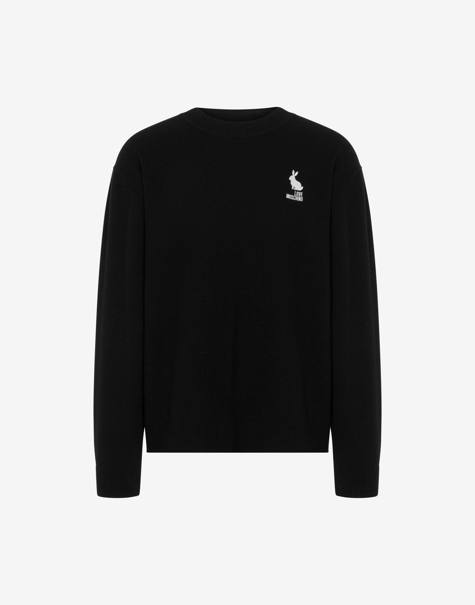 Pull en laine à motifs brodés Noir Love Moschino 0