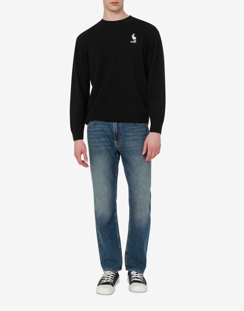 Pull en laine à motifs brodés Noir Love Moschino 1