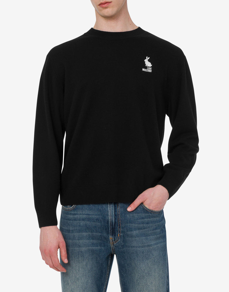 Pull en laine à motifs brodés Noir Love Moschino 2