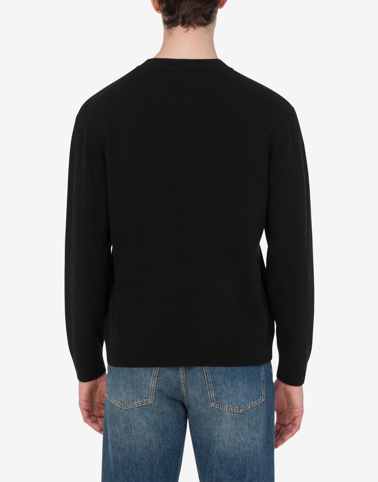 Pull en laine à motifs brodés Noir Love Moschino 3