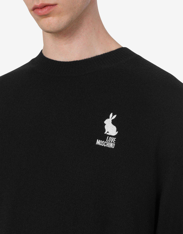 Pull en laine à motifs brodés Noir Love Moschino 4