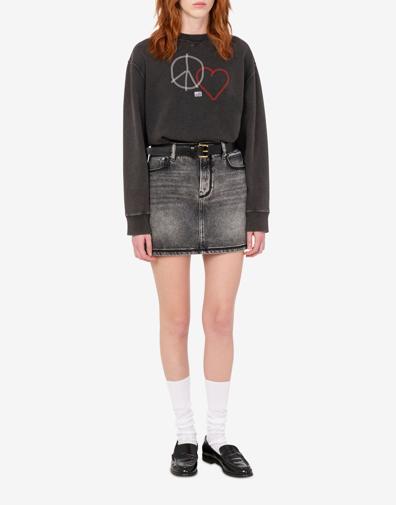 Bestickte Baumwoll-Sweatshirts Schwarz Love Moschino 1