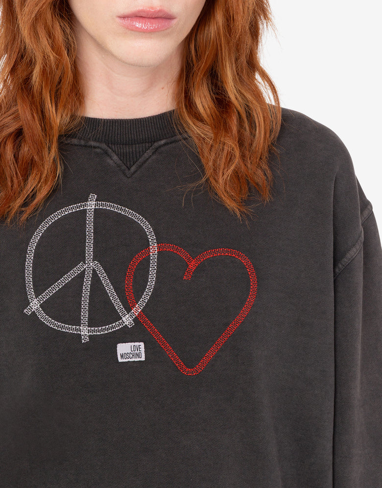 Bestickte Baumwoll-Sweatshirts Schwarz Love Moschino 4