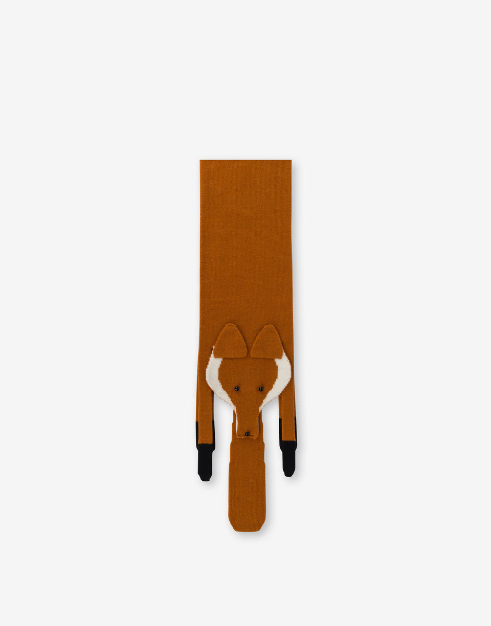 Cachecol de raposa em lã Brown Orange Love Moschino 0