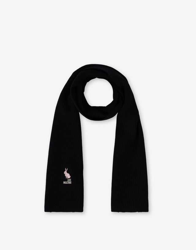 Merino wool scarf Black Love Moschino 1