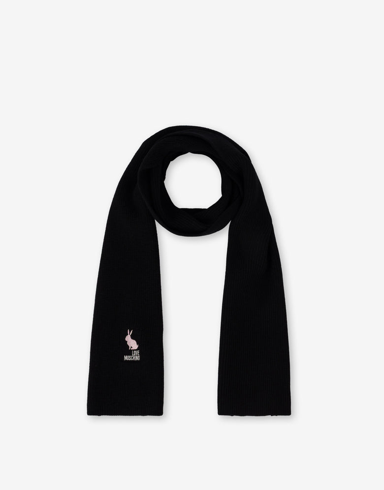 Merino wool scarf Black Love Moschino 1