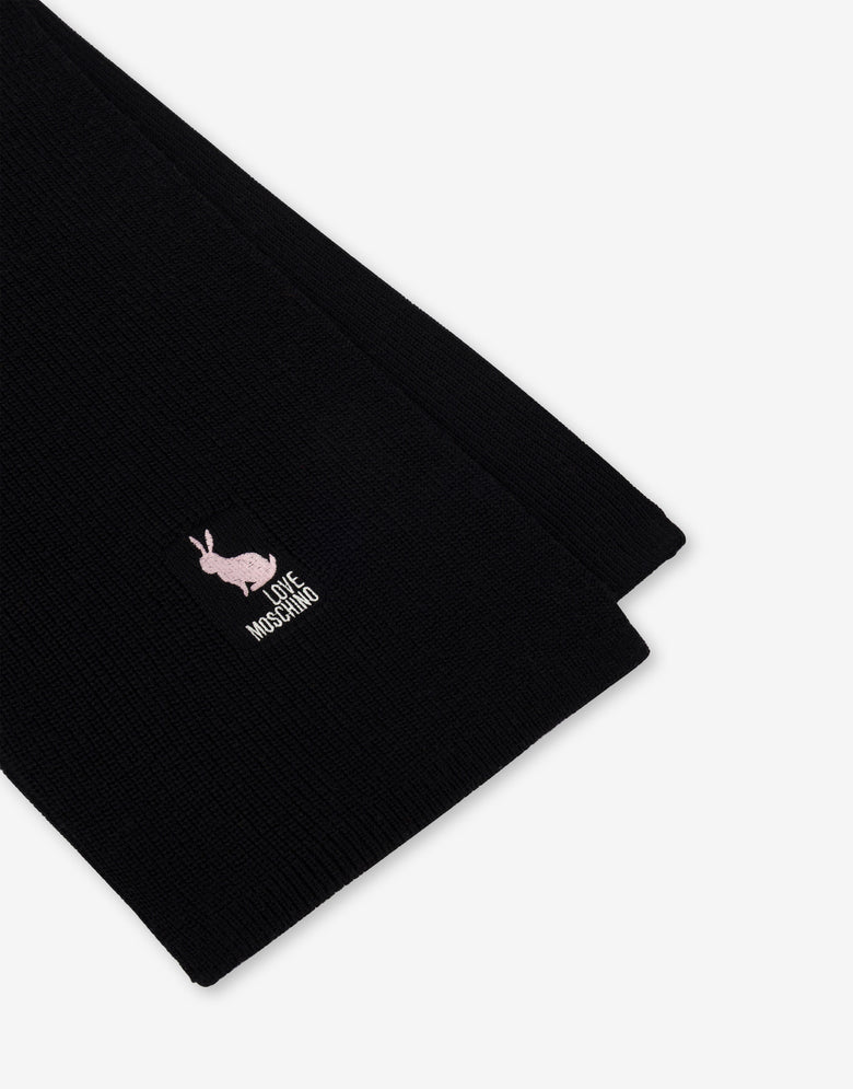 Merino wool scarf Black Love Moschino 2