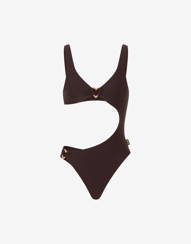 Lycra one-piece swimsuit Dark brown Moschino 0