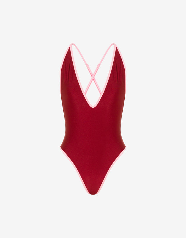 Costume intero in lycra  Rosso Corallo Moschino 0
