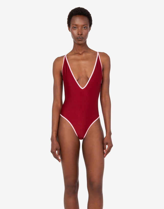 Costume intero in lycra  Rosso Corallo Moschino 1