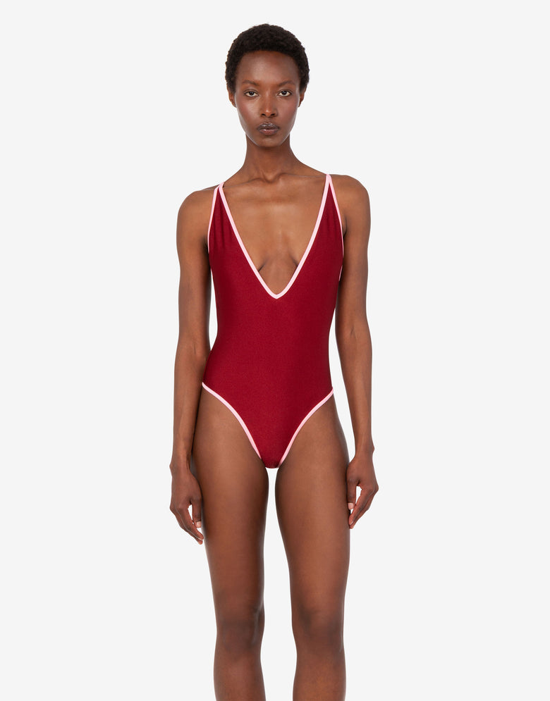 Costume intero in lycra  Rosso Corallo Moschino 1