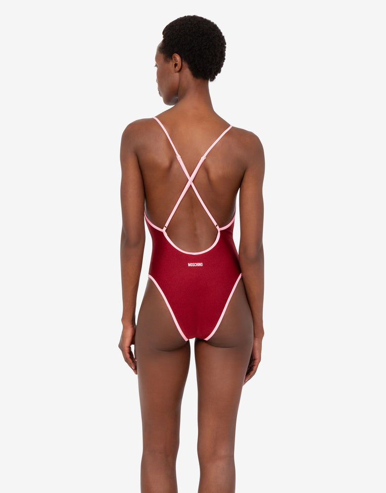 Costume intero in lycra  Rosso Corallo Moschino 2