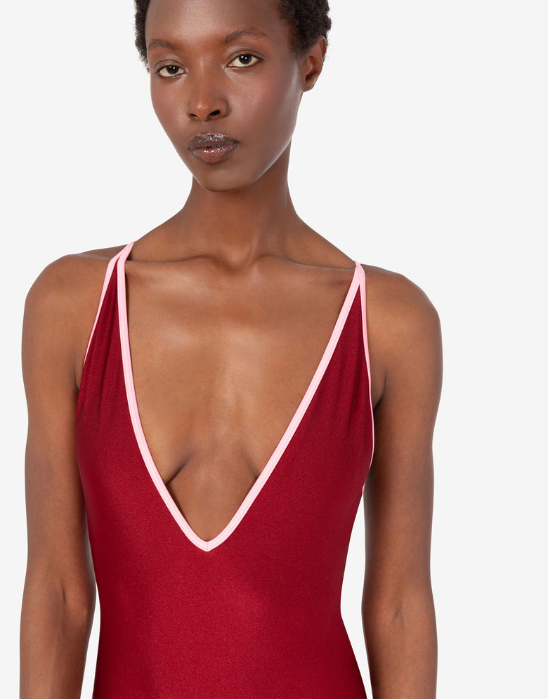 Costume intero in lycra  Rosso Corallo Moschino 3