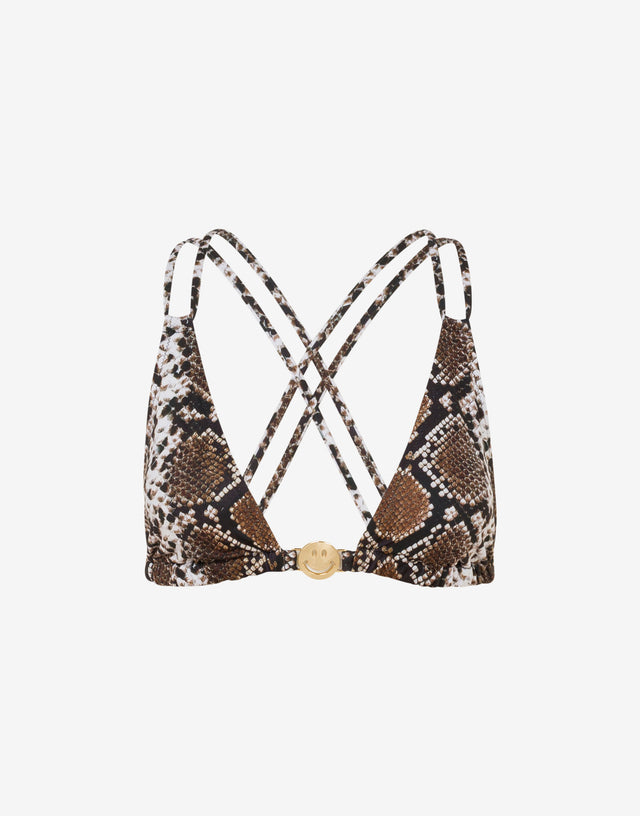 Printed triangle bikini top Black Moschino 0