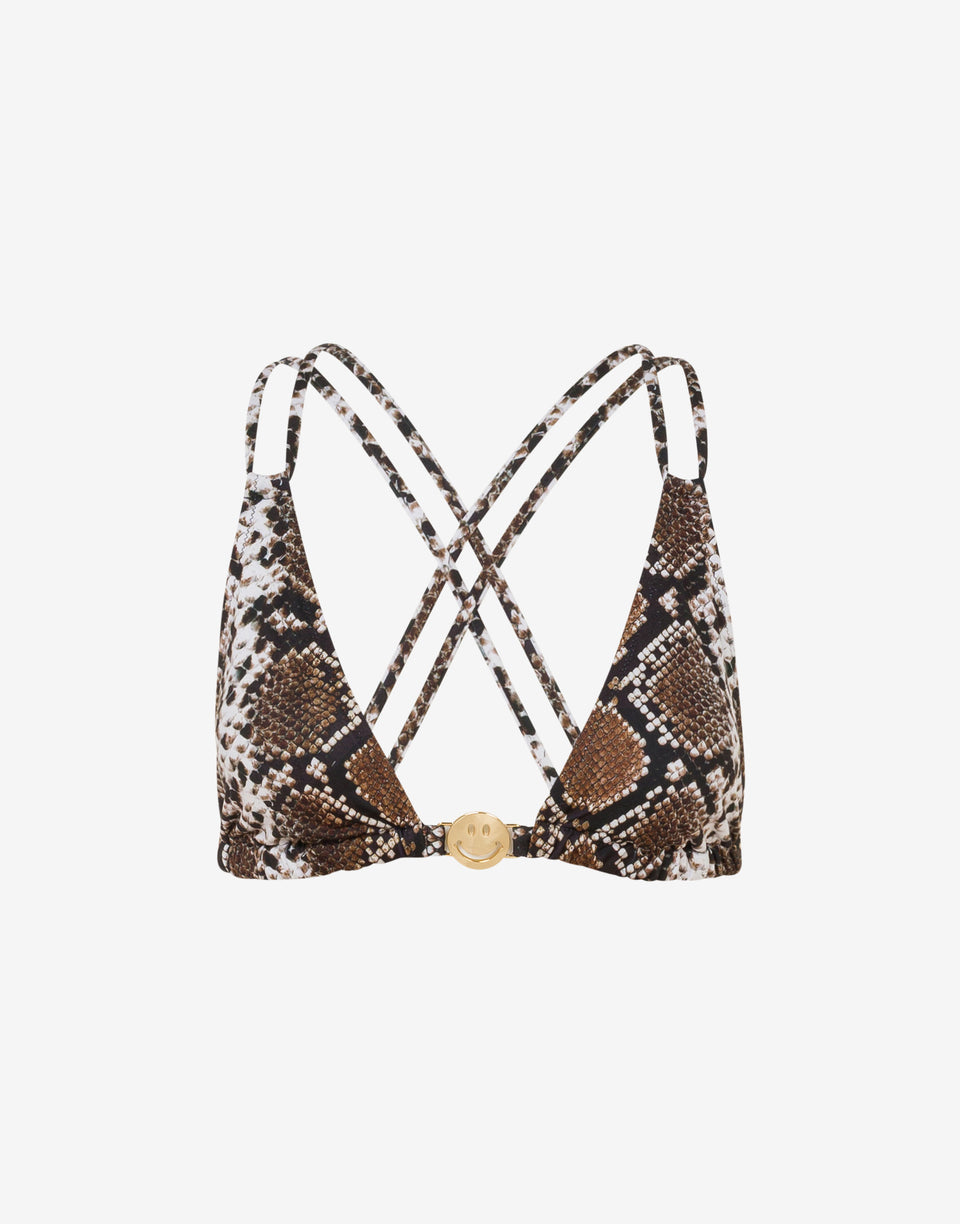 Top de biquíni triangular estampado Negro Moschino 0