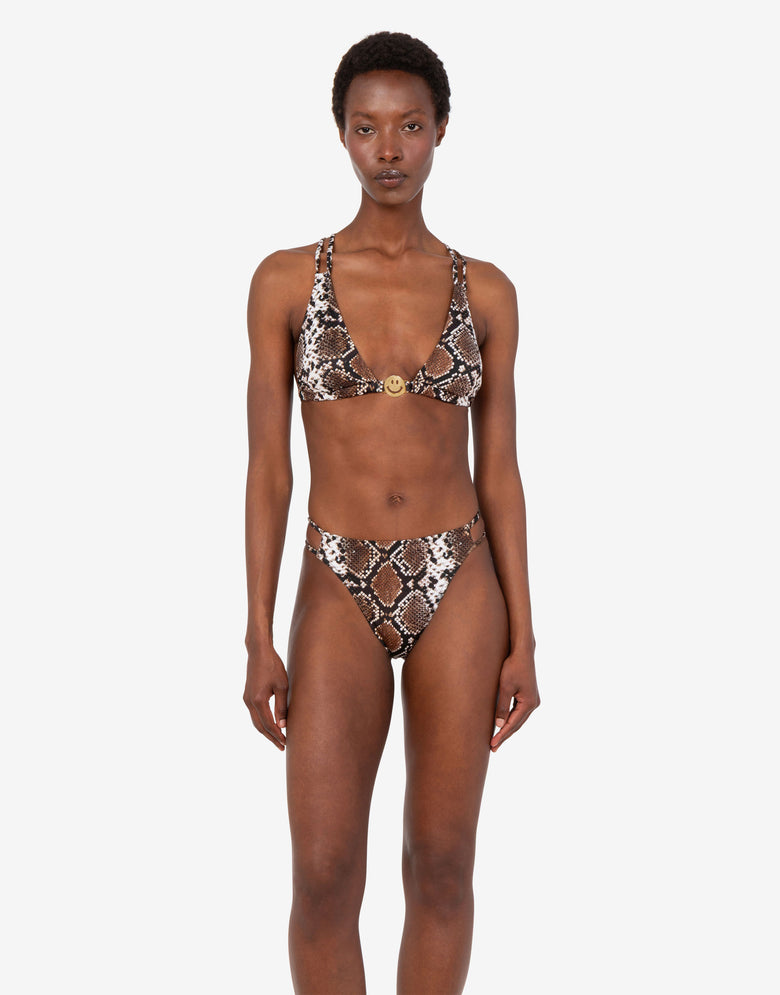 Top de biquíni triangular estampado Negro Moschino 1