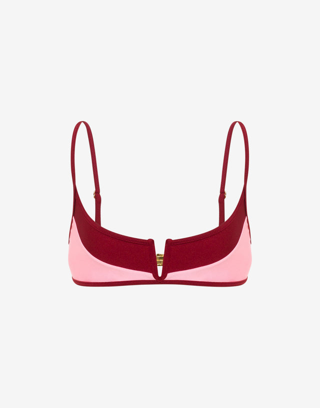 Top bikini in lycra Rosso Corallo Moschino 0