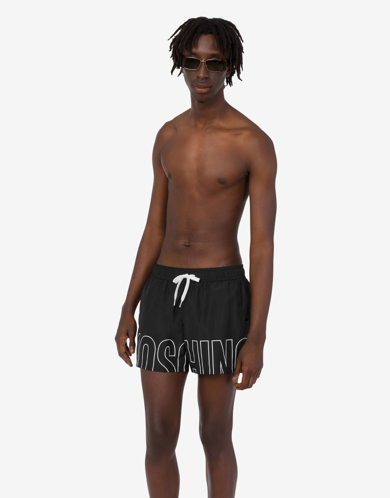 Boxer de bain à imprimé Maxi Logo Noir Moschino 1