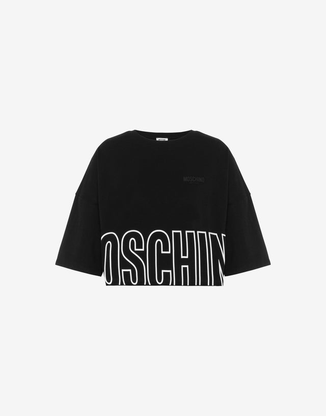 Cropped cotton jersey T-shirt Black Moschino 0