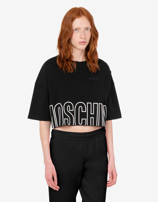 Cropped cotton jersey T-shirt Black Moschino 1