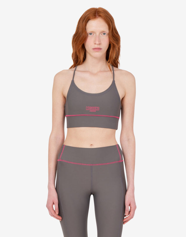 Top sportivo in tessuto tecnico Grigio Moschino 1